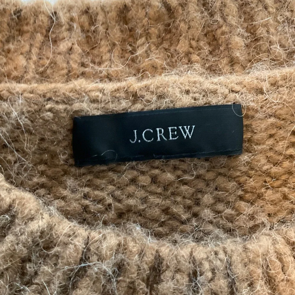 J. Crew Brown‎ Fuzzy Alpaca Wool Blend Button Shoulder Sweater Women's Large